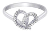 ESTATE .18CT DIAMOND 18KT WHITE GOLD 3D HEART SHAPE LOVE KNOT FUN RING