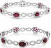 LARGE 7.96CT DIAMOND & AAA RUBY 18K WHITE GOLD OVAL & ROUND LOVE TENNIS BRACELET