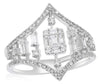 .64CT DIAMOND 14KT WHITE GOLD CLASSIC ROUND & BAGUETTE DOUBLE V SQUARE FUN RING