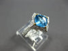 1.88CT DIAMOND & AAA BLUE TOPAZ 14K 2 TONE GOLD CUSHION & ROUND GEOMETRICAL RING