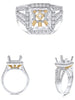 LARGE .94CT WHITE & FANCY YELLOW DIAMOND 18KT 2 TONE GOLD ROUND ENGAGEMENT RING