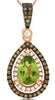 1.03CT WHITE & MOCHA DIAMOND & AAA PERIDOT 14KT ROSE GOLD 3D DOUBLE HALO PENDANT