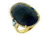 LARGE 20.20CT DIAMOND & SAPPHIRE & AAA BLUE BLUE TOPAZ 14KT YELLOW GOLD FUN RING