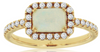 ESTATE 1.03CT DIAMOND & AAA OPAL 14KT YELLOW GOLD 3D SQUARE HALO FUN RING