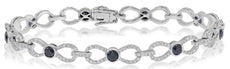 3.72CT WHITE & BLACK DIAMOND 14KT WHITE GOLD 3D INFINITY LOVE KNOT FUN BRACELET