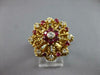 ANTIQUE LARGE .22CT DIAMOND & AAA RUBY 14K YELLOW GOLD FLOWER FILIGREE FUN RING