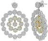 EXTRA LARGE 7.69CT DIAMOND 18KT 2 TONE GOLD 3D MULTI FLOWER CHANDELIER EARRINGS