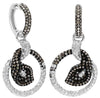 2.40CT WHITE & CHOCOLATE FANCY DIAMOND 14KT WHITE GOLD CIRCULAR HANGING EARRINGS