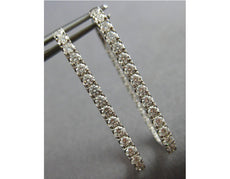 ESTATE LARGE 1.52CT DIAMOND 14K WHITE GOLD INSIDE OUT RECTANGULAR HOOP HANGING EARRINGS