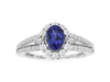 1.40CT DIAMOND & AAA TANZANITE 14KT WHITE GOLD 3D OVAL FLOWER ENGAGEMENT RING