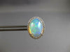 LARGE 7.23CT DIAMOND & AAA AUSTRALIAN OPAL 14KT WHITE GOLD 3D OVAL STUD EARRINGS