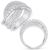ESTATE 1.65CT DIAMOND 14KT WHITE GOLD 3D CLASSIC MULTI ROW CRISS CROSS LOVE RING