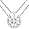 .50CT DIAMOND 14KT WHITE GOLD FLOWER LUCKY HORSESHOE DOUBLE CHAIN FUN NECKLACE