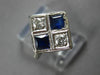 ANTIQUE .50CT OLD MINE DIAMOND & AAA SAPPHIRE 18K WHITE GOLD ART DECO RING 27773