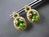 2.51CT DIAMOND & AAA PERIDOT 14KT YELLOW GOLD OVAL & ROUND HALO HANGING EARRINGS