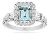 1.75CT DIAMOND & AAA AQUAMARINE 14KT WHITE GOLD 3D SQUARE HALO ENGAGEMENT RING