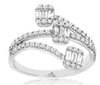 .63CT DIAMOND 14KT WHITE GOLD 3D ROUND & BAGUETTE MULTI SQUARE DIAGONAL FUN RING