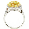 1.79CT WHITE & FANCY YELLOW DIAMOND 18KT 2 TONE GOLD MULTI SHAPE HALO LOVE RING