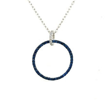 .54CT DIAMOND & AAA SAPPHIRE 18KT WIHTE GOLD 3D CIRCLE OF LIFE FLOATING PENDANT
