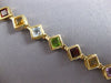 12.6CT AAA MULTI GEM 14KT YELLOW GOLD 3D PRINCESS GEOMETRICAL TENNIS BRACELET