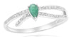 .30CT DIAMOND & AAA EMERALD 14K WHITE GOLD CLASSIC ROUND & PEAR SHAPE LOVE RING