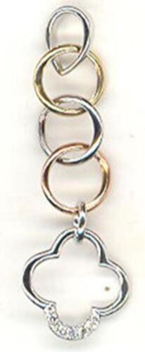 ESTATE .03CT DIAMOND 14KT TRI COLOR GOLD FLOWER MULTI LINK FUN FLOATING PENDANT