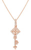ESTATE .13CT DIAMOND 14K ROSE GOLD ROUND KEY TO YOUR HEART LOVE FLOATING PENDANT