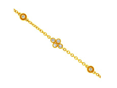 0.14CT DIAMOND 14KT YELLOW GOLD 4 LEAF CLOVER FLOWER BY THE YARD LOVE BRACELET