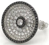 ESTATE 2.65CT WHITE & BLACK DIAMOND 18KT WHITE GOLD PAVE CIRCULAR LOVE KNOT RING