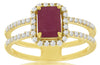 Estate 1.4Ct Diamond & AAA Ruby 14Kt Yellow Gold 3D Emerald Cut & Round Engagement Ring