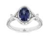 ESTATE 1.40CT DIAMOND & AAA TANZANITE 14KT WHITE GOLD 3D OVAL & ROUND FUN RING