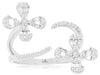 WIDE .54CT DIAMOND 14KT WHITE GOLD ROUND & BAGUETTE FLOWER CRISS CROSS LOVE RING