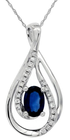 .68CT DIAMOND & AAA SAPPHIRE 14K WHITE GOLD OVAL & ROUND TEAR DROP INFINITY RING