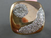 ESTATE LARGE .95CT DIAMOND 14KT WHITE & ROSE GOLD CLUSTER SUNFLOWER MIRROR RING