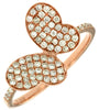 .42CT DIAMOND 14KT ROSE GOLD PAVE DOUBLE HEART CRISS CROSS BUTTERFLY LOVE RING
