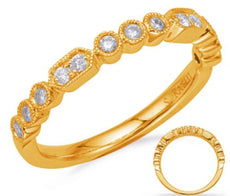 .22CT DIAMOND 14KT YELLOW GOLD CLASSIC ROUND FILIGREE MILGRAIN HEXAGON FUN RING