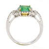 1.02CT DIAMOND & AAA EMERALD 18K 2 TONE GOLD SQUARE & ROUND HALO ENGAGEMENT RING