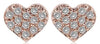 ESTATE .07CT DIAMOND 14KT ROSE GOLD CLASSIC ROUND PAVE HEART SHAPE STUD EARRINGS