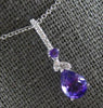 .74CT DIAMOND & AAA AMETHYST 14KT WHITE GOLD PEAR SHAPE & ROUND FLOATING PENDANT