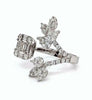 LARGE 2.33CT DIAMOND 18K WHITE GOLD 3D MULTI SHAPE DOUBLE FLOWER SQUARE FUN RING