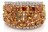 LARGE 6.22CT WHITE & ORANGE DIAMOND 18KT 2 TONE GOLD MULTI ROW ANNIVERSARY RING