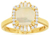 Estate 1.61Ct Diamond & AAA Opal 14Kt Yellow Gold Round & Baguette Halo Flower Fun Ring