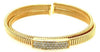 WIDE .76CT DIAMOND 18KT YELLOW GOLD 3D RECTANGULAR FLEXIBLE CUFF BANGLE BRACELET