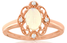 .54CT DIAMOND & AAA OPAL 14K ROSE GOLD 3D OVAL & ROUND FILIGREE MULTI HEART RING