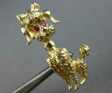 ESTATE .08CT AAA RUBY 14KT YELLOW GOLD HANDCRAFTED HAPPY DOG BROOCH PIN #27607