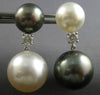 LARGE .45CT DIAMOND & AAA SOUTH SEA & TAHITIAN PEARL 18KT WHITE GOLD 3D EARRINGS