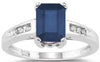 2.25CT DIAMOND & AAA SAPPHIRE 14K WHITE GOLD EMERALD CUT & ROUND ENGAGEMENT RING