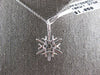 ESTATE .17CT DIAMOND 18KT WHITE GOLD 3D CLASSIC FLOWER SNOWFLAKE FUN PENDANT