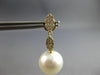 ESTATE LARGE .45CT DIAMOND & AAA SOUTH SEA PEARL 18KT YELLOW GOLD CLASSIC LEAF EARRINGS