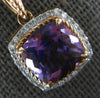 2.15CT DIAMOND & AAA AMETHYST 14KT ROSE GOLD 3D CUSHION & ROUND FILIGREE PENDANT